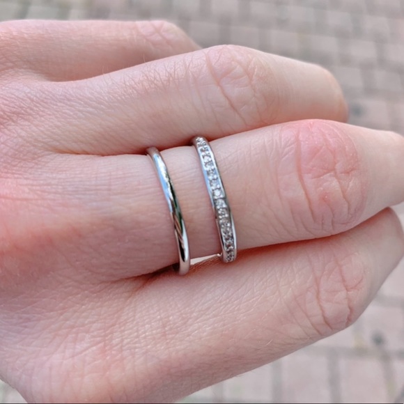 925 Sterling Silver Double Layer Pave Ring - Picture 2 of 12